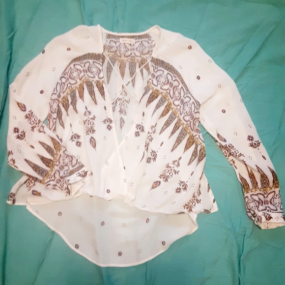 Boho Style Silence + Noise Long Sleve Open Front High Low Blouse - Picture 14 of 15